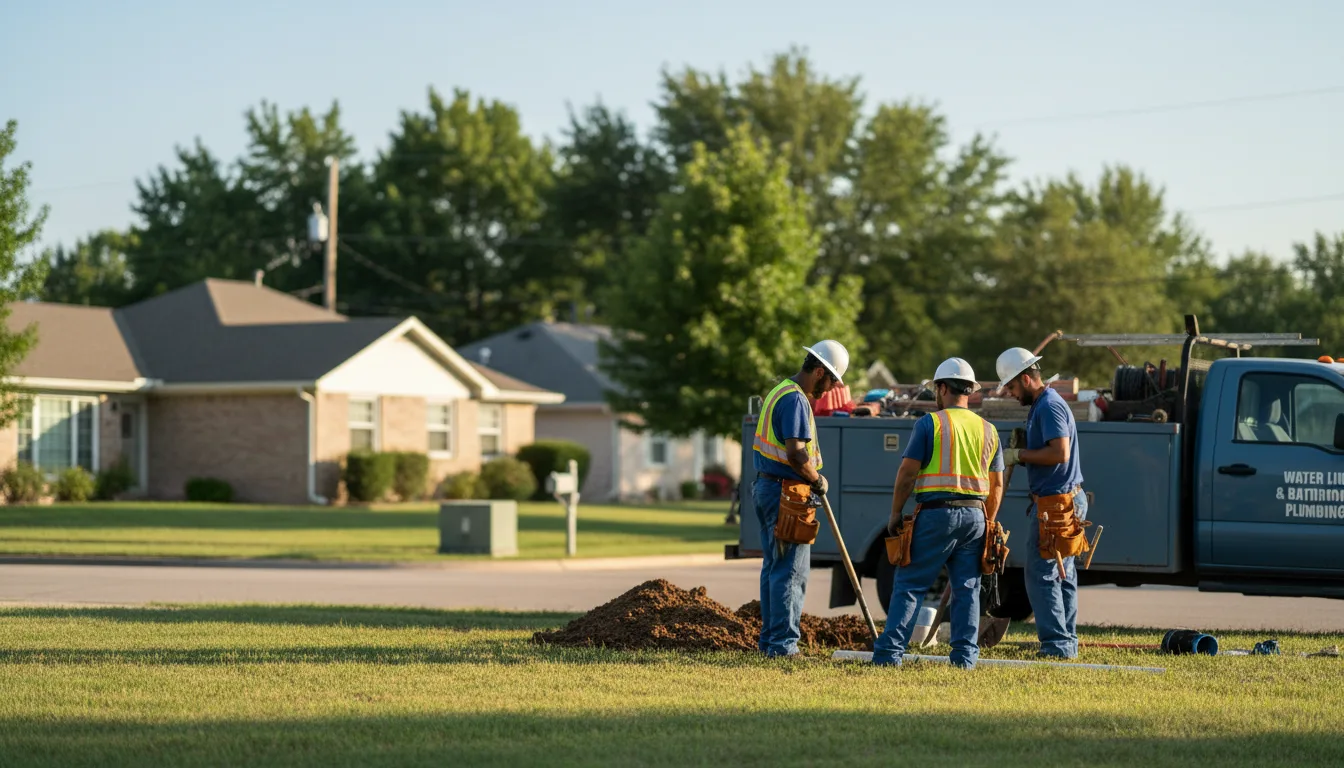 Residential water line and bathroom plumbing service in Eakly, OK